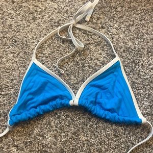 Aerie medium blue and white triangle bikini top